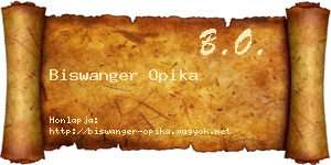 Biswanger Opika névjegykártya